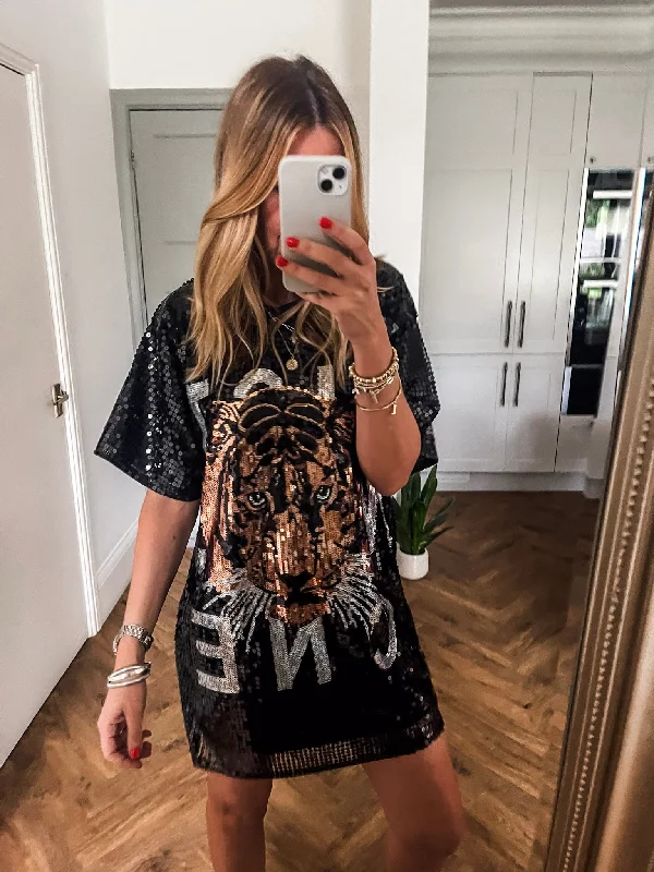 Tiger Sequin Dress Vintage Sequin Dress