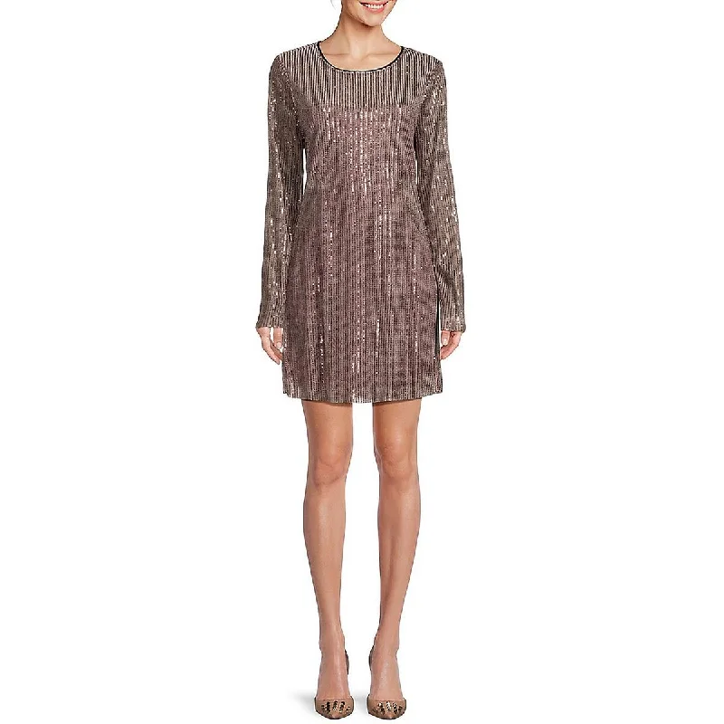 Womens Above Knee Sequined Mini Dress Off-shoulder Sequin Dress