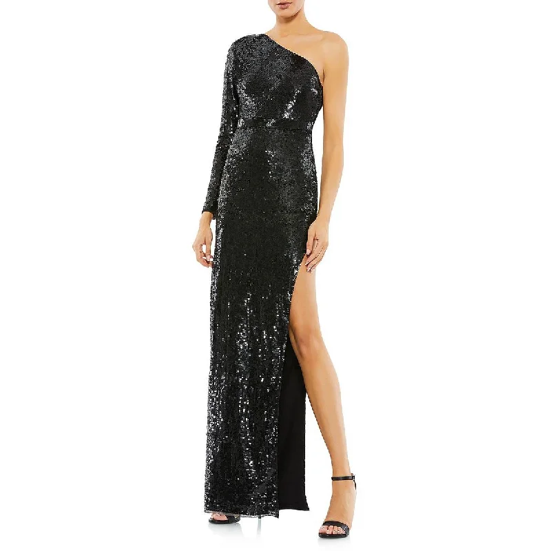 Womens Sequined Maxi Evening Dress Blue Sequin Dress
