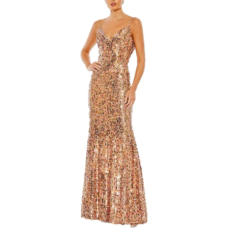 Womens Sequined Cowl Back Evening Dress Sequin Shift Dress