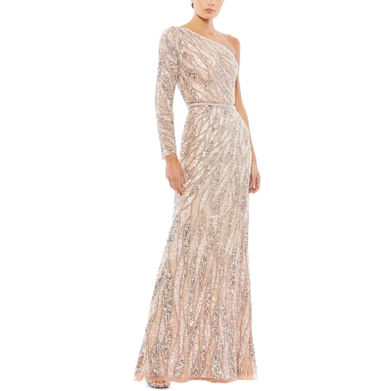 Womens Sequined One Shoulder Evening Dress Sequin Dress Look