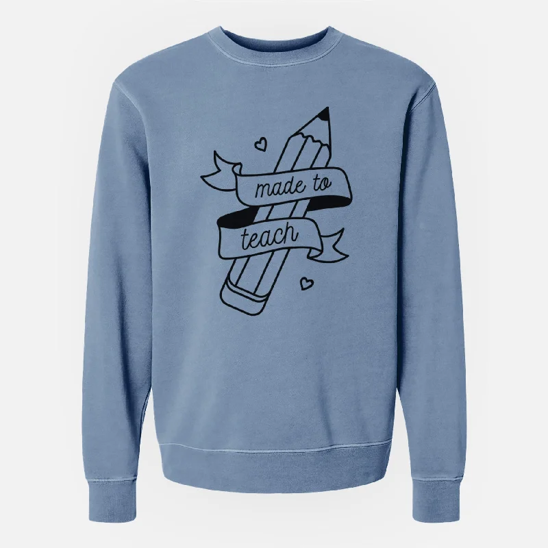 Made to Teach - Unisex Pigment Dyed Crew Sweatshirt Hoodie with Drawstrings