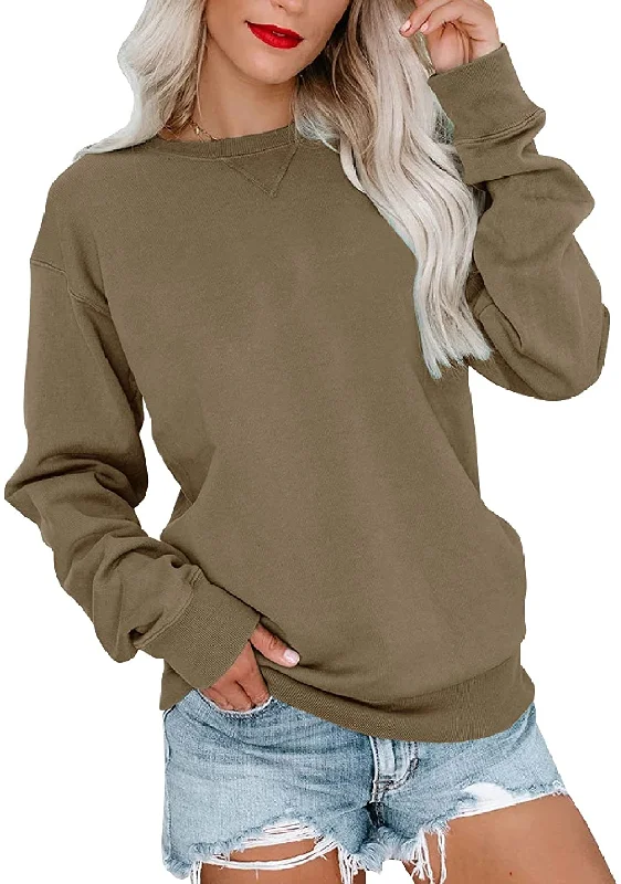 Bingerlily Women's Brown Sweatshirt Chic Hoodie Sweatshirt