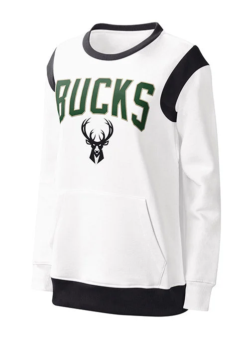 Women's G-III Jump Shot Milwaukee Bucks Crewneck Sweatshirt Loose Fit Hoodie Sweatshirt Women's G-III Jump Shot Milwaukee Bucks Crewneck Sweatshirt Loose Fit Hoodie Sweatshirt