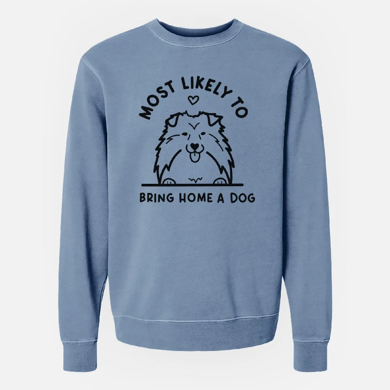 Most Likely to Bring Home a Dog - Shetland Sheepdog - Unisex Pigment Dyed Crew Sweatshirt Everyday Hoodie Sweatshirt Most Likely to Bring Home a Dog - Shetland Sheepdog - Unisex Pigment Dyed Crew Sweatshirt Everyday Hoodie Sweatshirt
