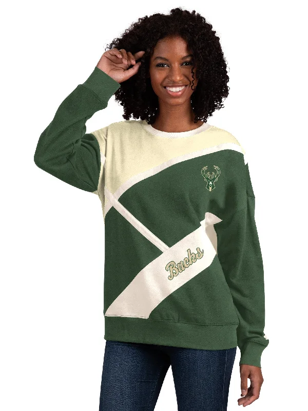 Women's Starter Insight Milwaukee Bucks Crewneck Sweatshirt Comfortable Women’s Hoodies Women's Starter Insight Milwaukee Bucks Crewneck Sweatshirt Comfortable Women’s Hoodies