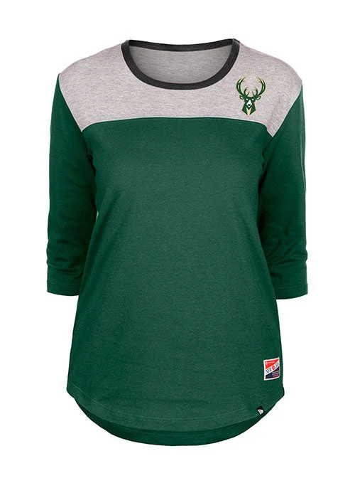 Women's New Era Throwback Milwaukee Bucks 3/4 Sleeve T-Shirt Women’s Hoodie Sweater