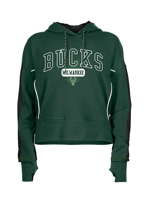 Women's New Era Puff Print Milwaukee Bucks Hooded Sweatshirt Soft Sweatshirts with Logo Women's New Era Puff Print Milwaukee Bucks Hooded Sweatshirt Soft Sweatshirts with Logo