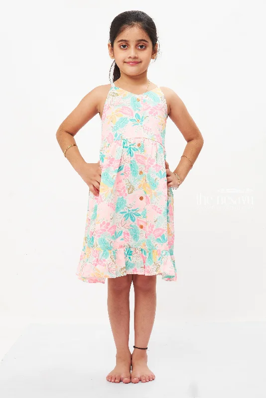 Girls Tropical Print Summer Frock - Vibrant and Breezy
