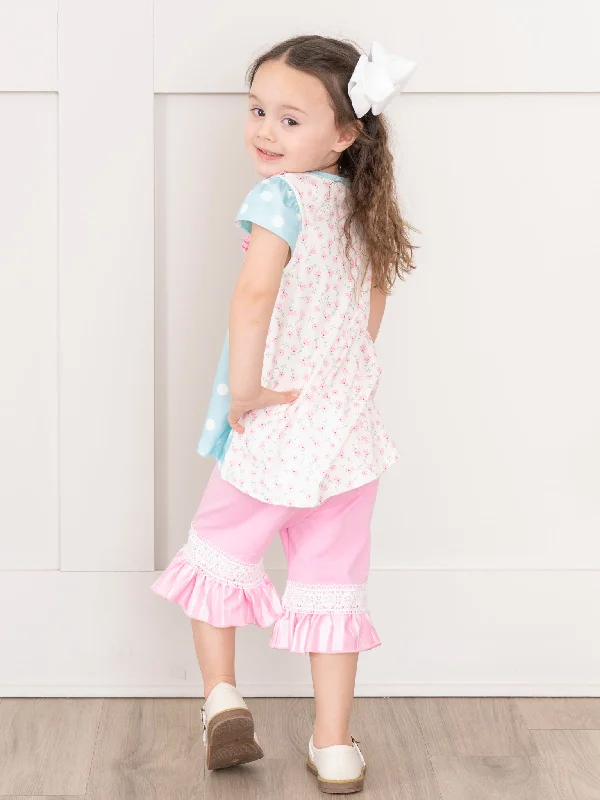 Sky Blue Polka Dot Ruffle Outfit