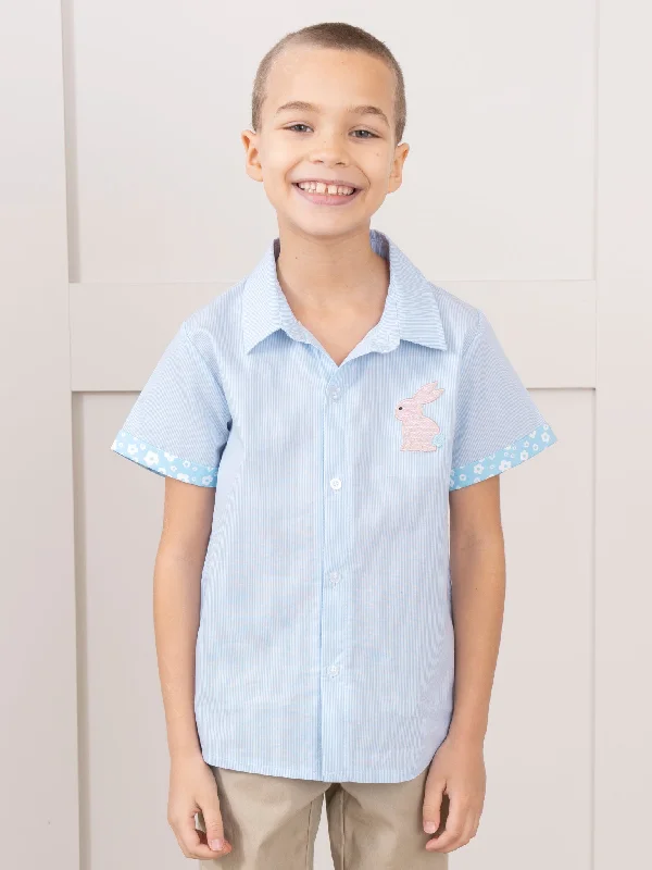 Blue Poppy Bunny Button-Up Shirt