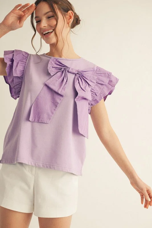Solid Big Bow Tie Top
