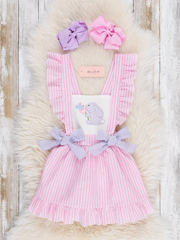 Pink Pinstriped Bunny Ruffle Dress