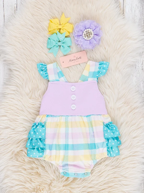 Lavender & Yellow Plaid Ruffle Bubble