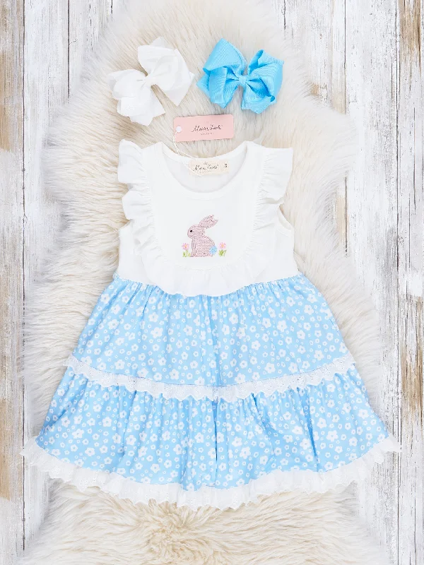 Blue Poppy Bunny Lace Ruffle Dress
