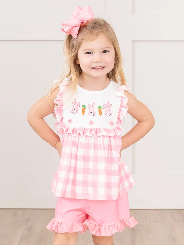 Sweet Pink Gingham Bunny Outfit