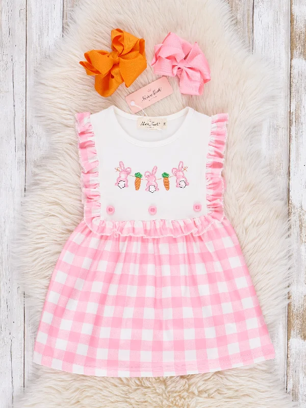 Sweet Pink Gingham Bunny Dress