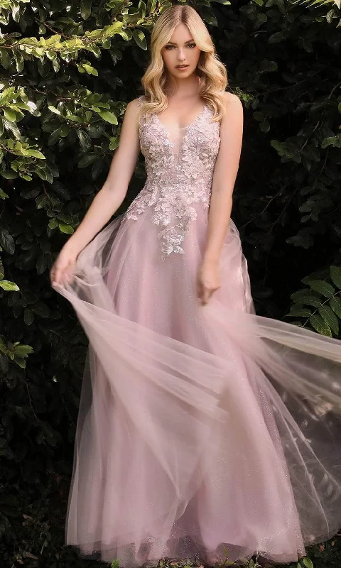Ladivine CDS409 - Sleeveless V-neck Long Gown
