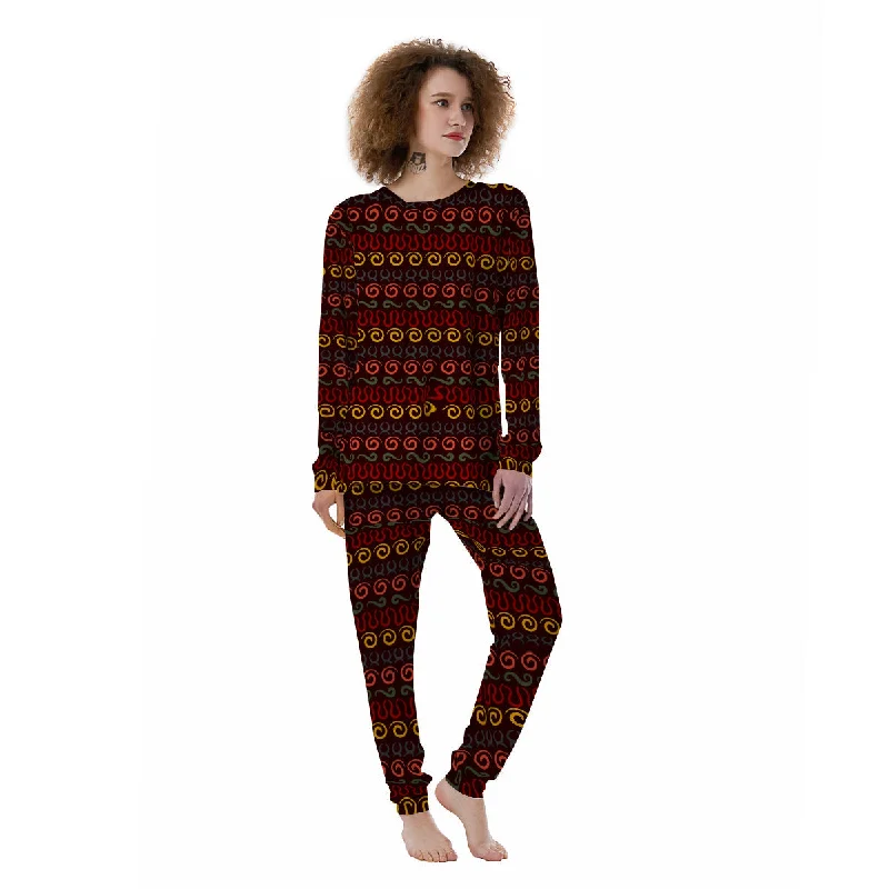 Adinkra Symbols West Print Pattern Women's Pajamas Warm pajama sets