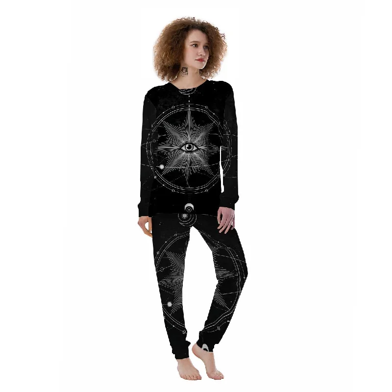 All Seeing Eye Sun Print Women's Pajamas Spring pajama sets