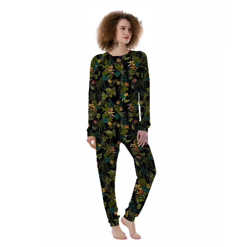 Aloha Hibiscus Tropical Print Pattern Women's Pajamas Polyester pajama sets