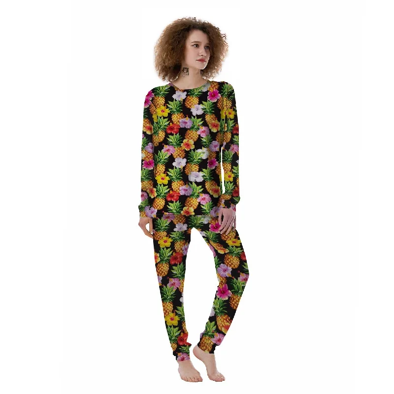 Aloha Pineapple Tropical Print Pattern Tropical Women's Pajamas Velvet pajama sets
