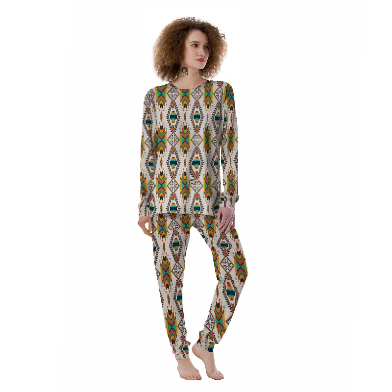 American Tribal Native Print Pattern Women's Pajamas Petite pajama sets
