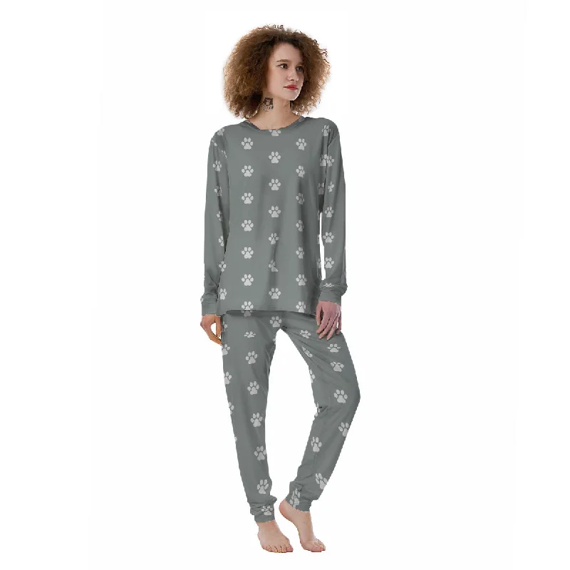Silver Paw Print Women's Pajamas Best pajama sets for sensitive skin