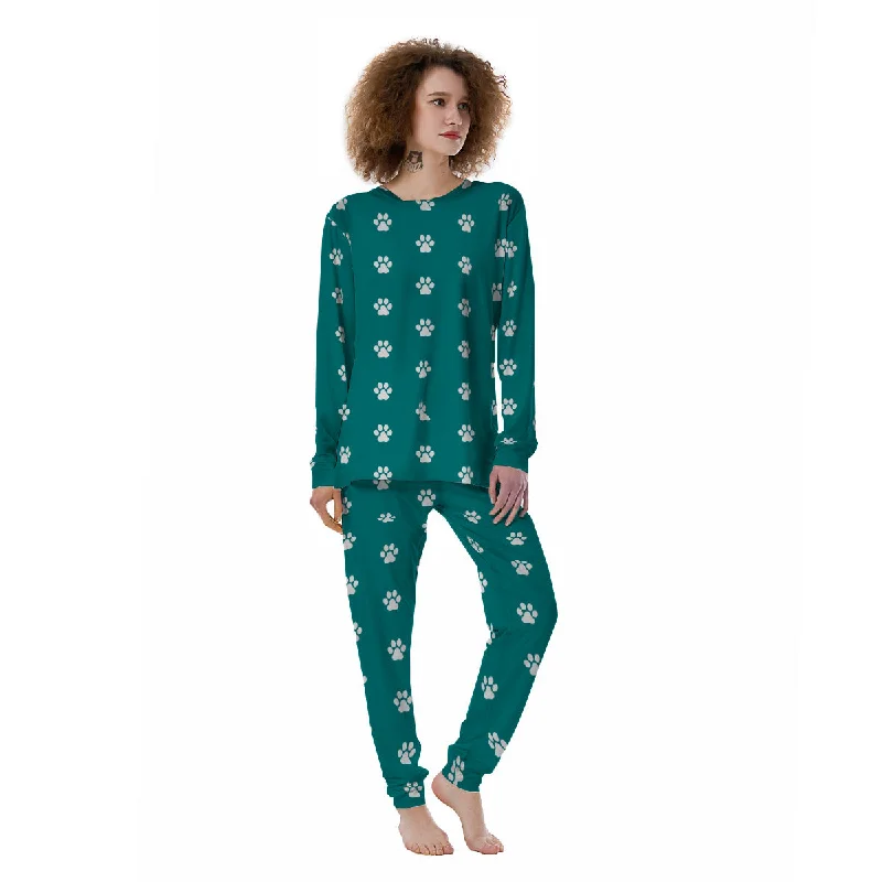 Teal Paw Print Women's Pajamas Affordable pajama sets