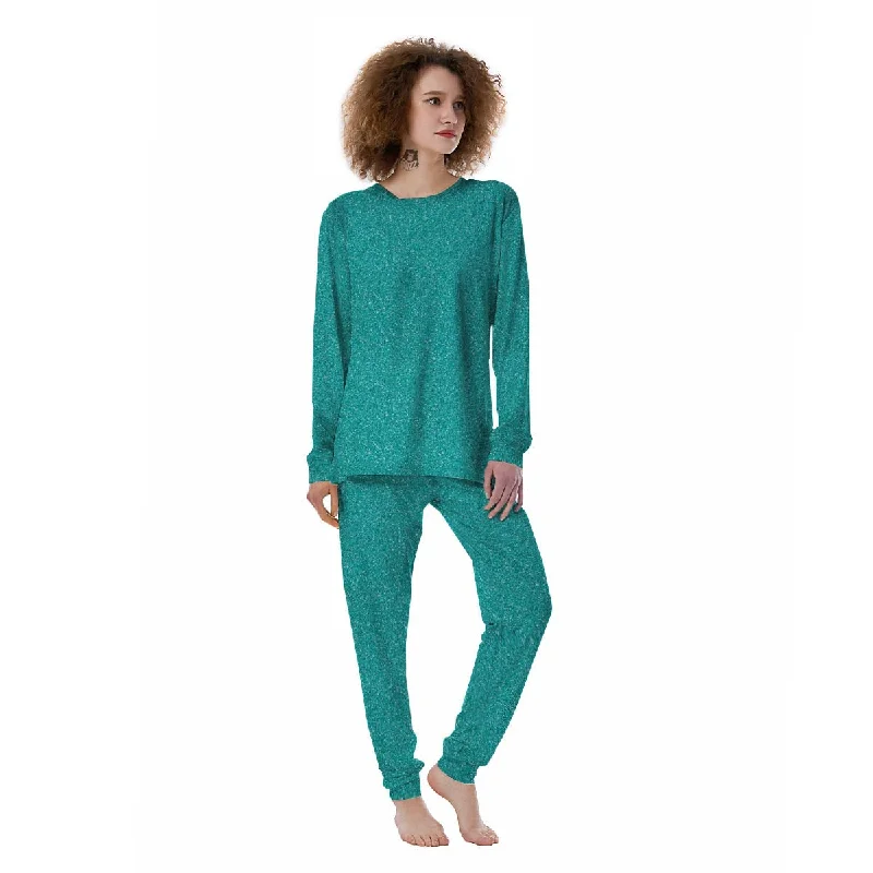 Turquoise Glitter Artwork Print Women's Pajamas H&M pajama sets