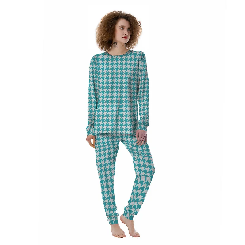 Turquoise Houndstooth Print Women's Pajamas Calvin Klein pajama sets