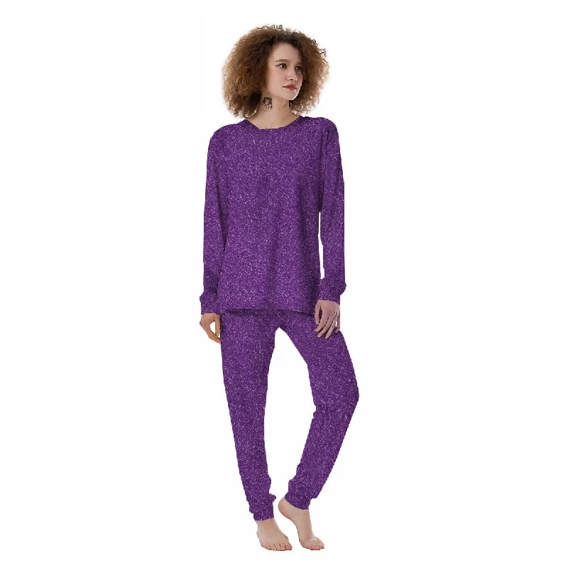 Violet Purple Glitter Artwork Print Women's Pajamas Shorts pajama sets