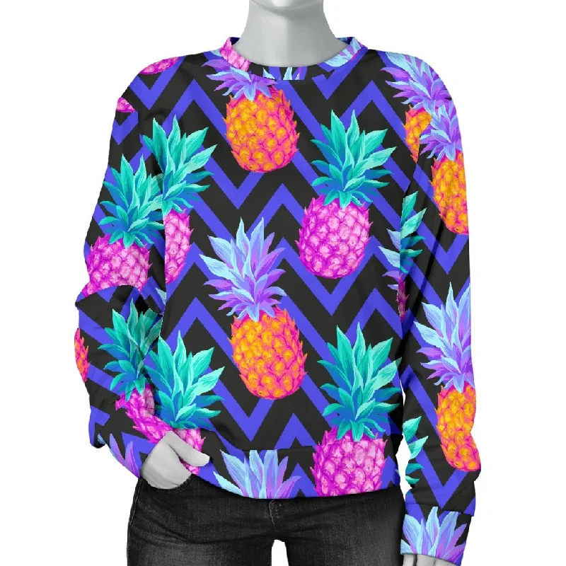 Edm Purple Pineapple Print Sweatshirt Stretchable sweaters