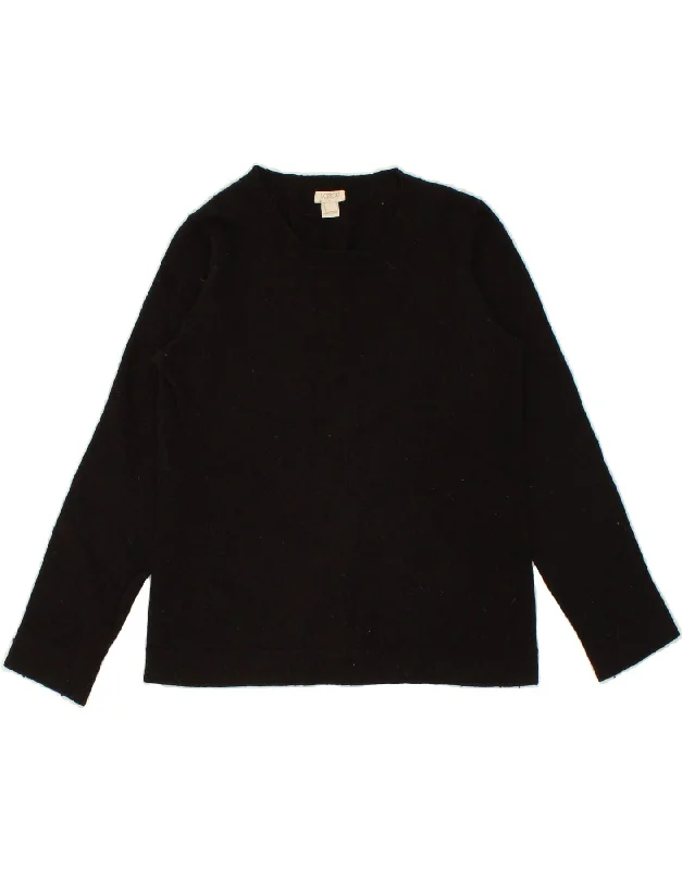 J. CREW Womens Crew Neck Jumper Sweater UK 10 Small Black Cotton Kids' sweaters