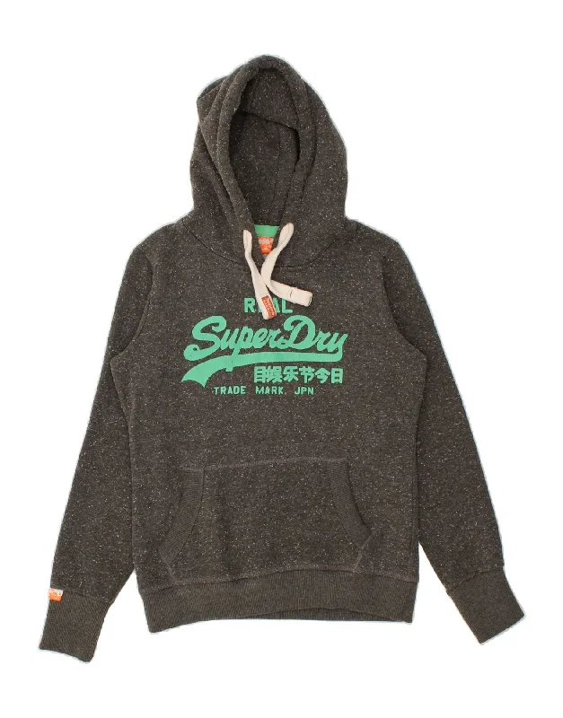 SUPERDRY Womens Graphic Hoodie Jumper UK 10 Small Grey Flecked Cotton Women's fashion sweaters sale SUPERDRY Womens Graphic Hoodie Jumper UK 10 Small Grey Flecked Cotton Women's fashion sweaters sale