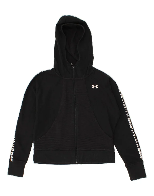 UNDER ARMOUR Womens Crop Graphic Zip Hoodie Sweater UK 14 Medium Black Silk-blend sweaters UNDER ARMOUR Womens Crop Graphic Zip Hoodie Sweater UK 14 Medium Black Silk-blend sweaters