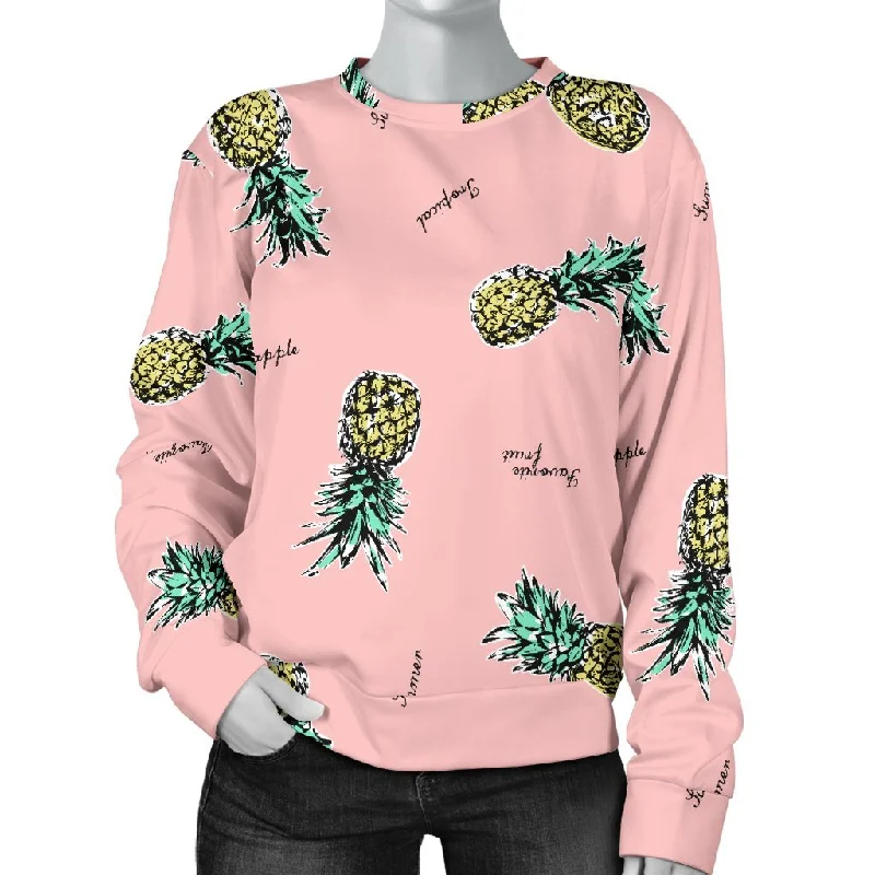 Vintage Pink Pineapple Print Sweatshirt Anti-pilling sweaters