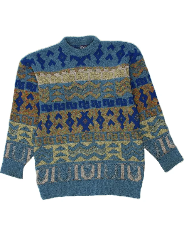 VINTAGE Womens Turtle Neck Jumper Sweater UK 18 XL Blue Fair Isle Boho-style sweaters VINTAGE Womens Turtle Neck Jumper Sweater UK 18 XL Blue Fair Isle Boho-style sweaters