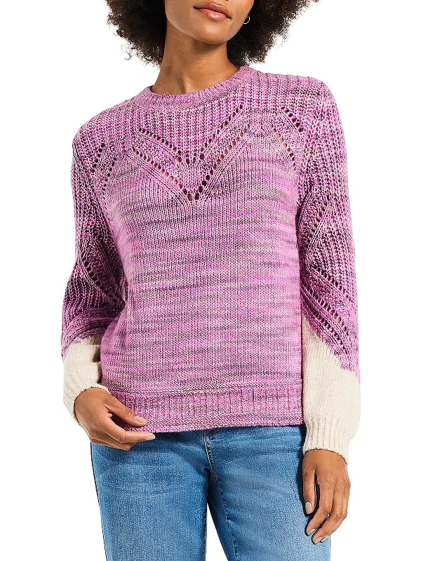 Womens Eyelet Ribbed Pullover Sweater Streetwear sweaters