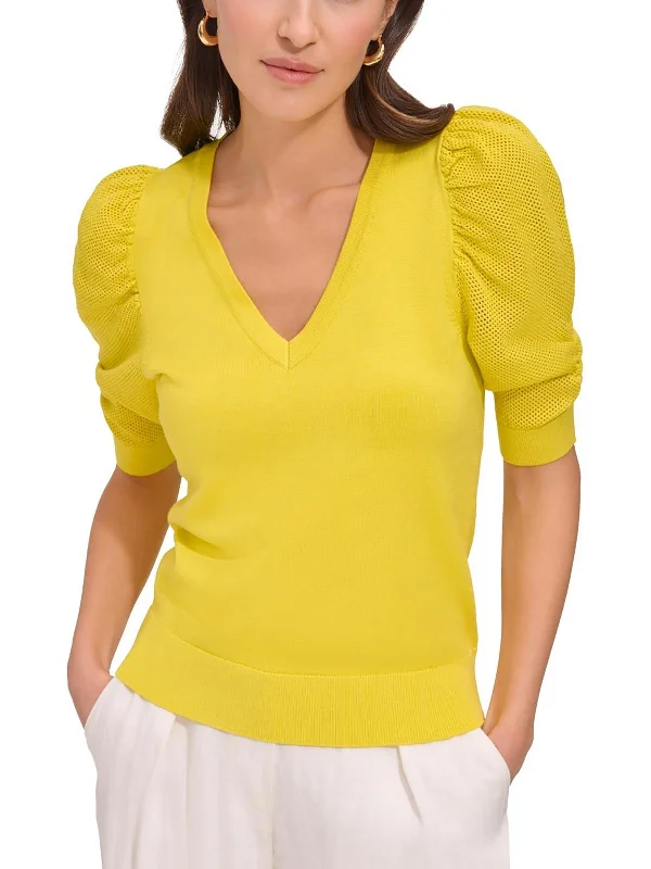 Womens Pointelle V-Neck Pullover Sweater Cashmere sweaters