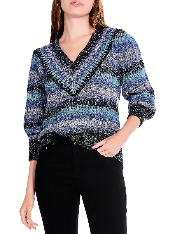Womens Ribbed Stripes Pullover Sweater Acrylic sweaters