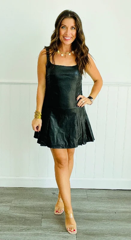 Black Fabulous Faux Leather Mini Dress (Reg) Expensive mini dresses