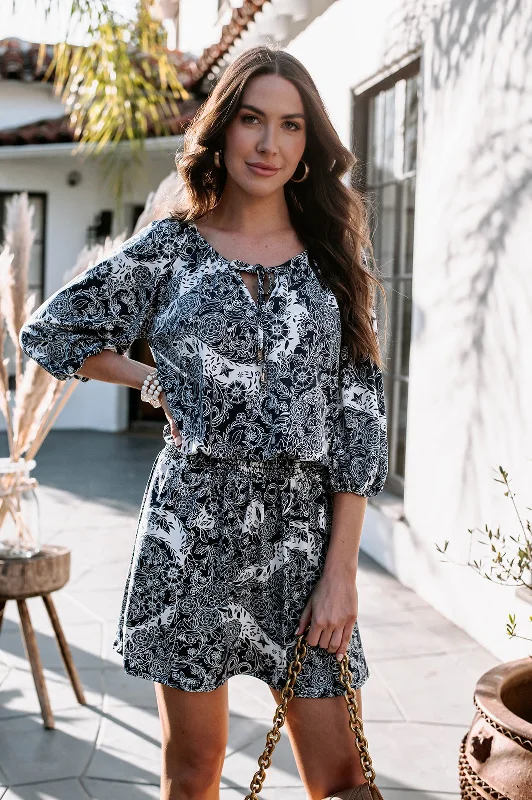Marcela Paisley Raglan Dropwaist Stretch Dress-FINAL SALE Preppy mini dresses