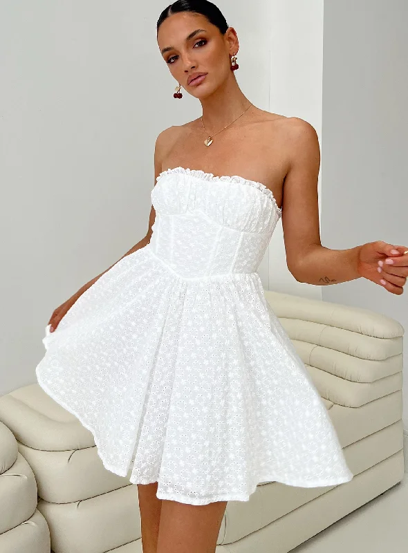 Nataria Strapless Mini Dress White Street style mini dresses