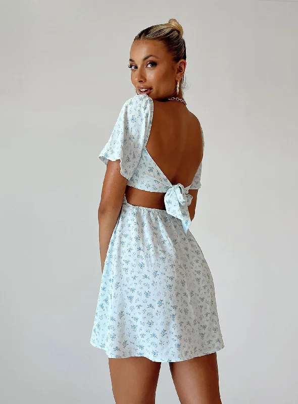 Summer Nights Mini Dress Blue Floral Summer party mini dresses