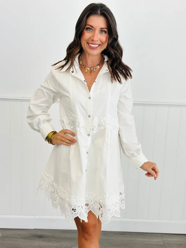 White Wonderland Lace Shirt Dress (Reg.) Urban Outfitters mini dresses