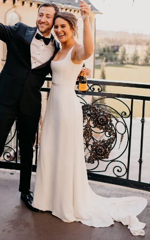 Elegant A-Line Satin Wedding Dress With Square Neckline And Court Train-716502 Empire Waist Gown Elegant A-Line Satin Wedding Dress With Square Neckline And Court Train-716502 Empire Waist Gown