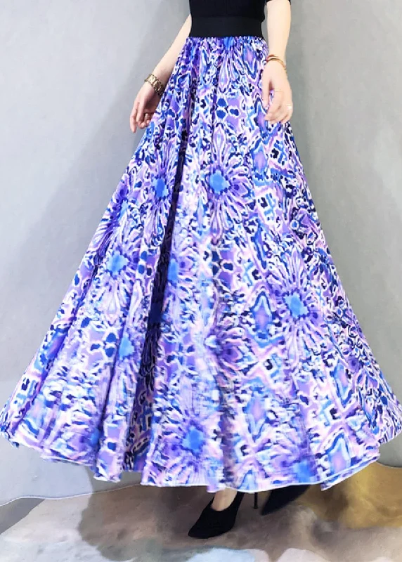 Boho Purple Wrinkled Print Exra Large Hem Loose Cotton Skirts Spring Graduation unclassified skirts Boho Purple Wrinkled Print Exra Large Hem Loose Cotton Skirts Spring Graduation unclassified skirts