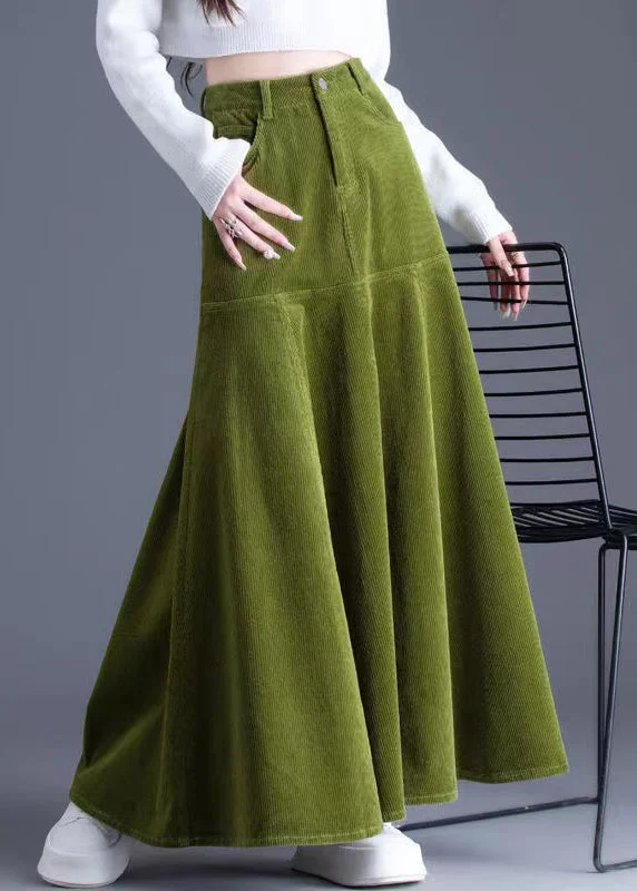 Boutique Green Wrinkled Pockets Corduroy Fish Tail Skirt Spring Gothic unclassified skirts Boutique Green Wrinkled Pockets Corduroy Fish Tail Skirt Spring Gothic unclassified skirts