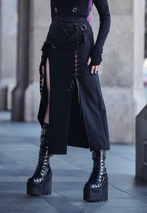 Dark In Love - Punk Sexy Slit Irregular Black - Skirt Earthy tone unclassified skirts